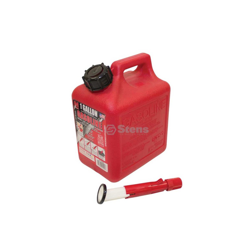 Stens 765-500 Midwest 1 Gallon Plastic No Spill Gasoline Fuel Can Container