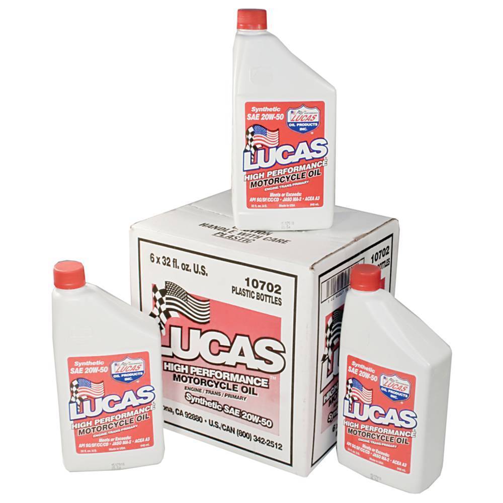 6 Pack of Stens 051-669 Lucas Oil Motorcycle Oil 10702 SAE 20W-50