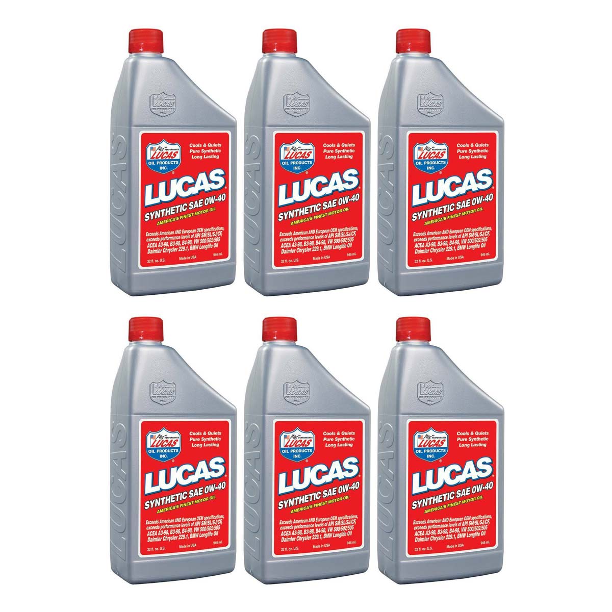 6 Pack of Stens 051-622 Lucas Oil Synthetic Motor Oil 10211 SAE 0W-40