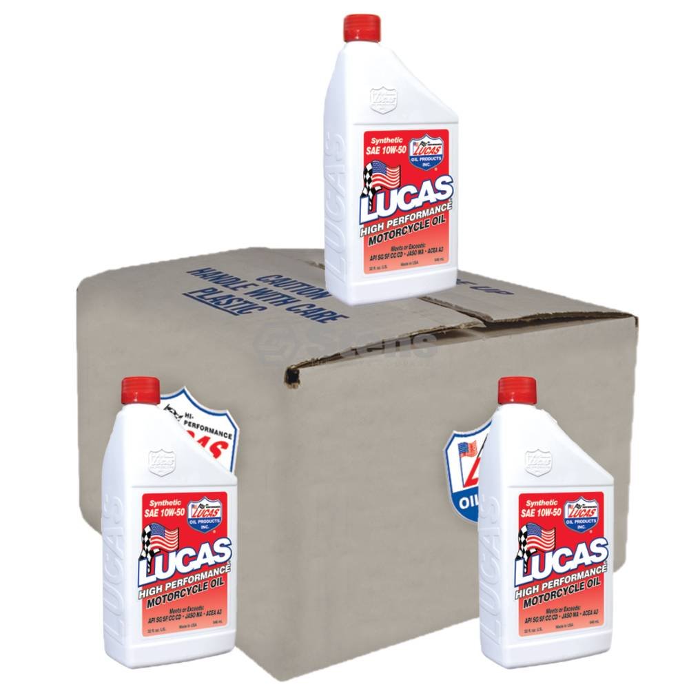 6 Pack of Stens 051-697 Lucas Oil Motorcycle Oil 10716 Synthetic SAE 10W-50