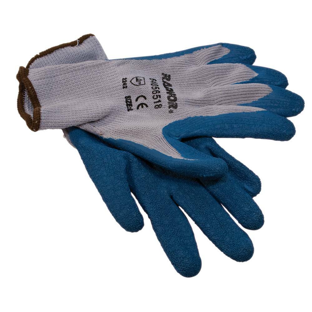 Stens 751-025 Glove Rubber Palm Coated/String Knit Blue textured latex