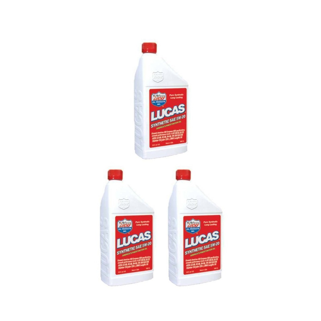 3 Pack of Stens 051-513 Lucas Oil Synthetic Motor Oil 10082 SAE 5W-20
