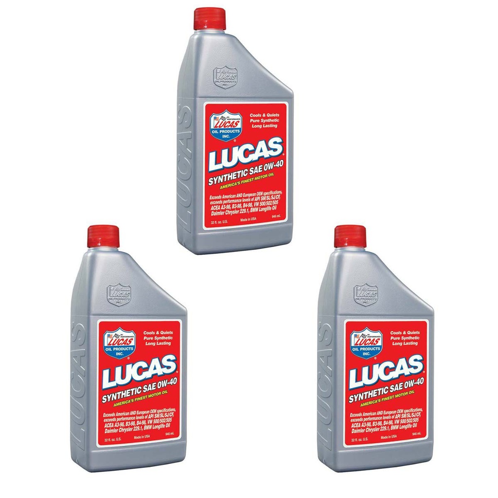 3 Pack of Stens 051-622 Lucas Oil Synthetic Motor Oil 10211 SAE 0W-40