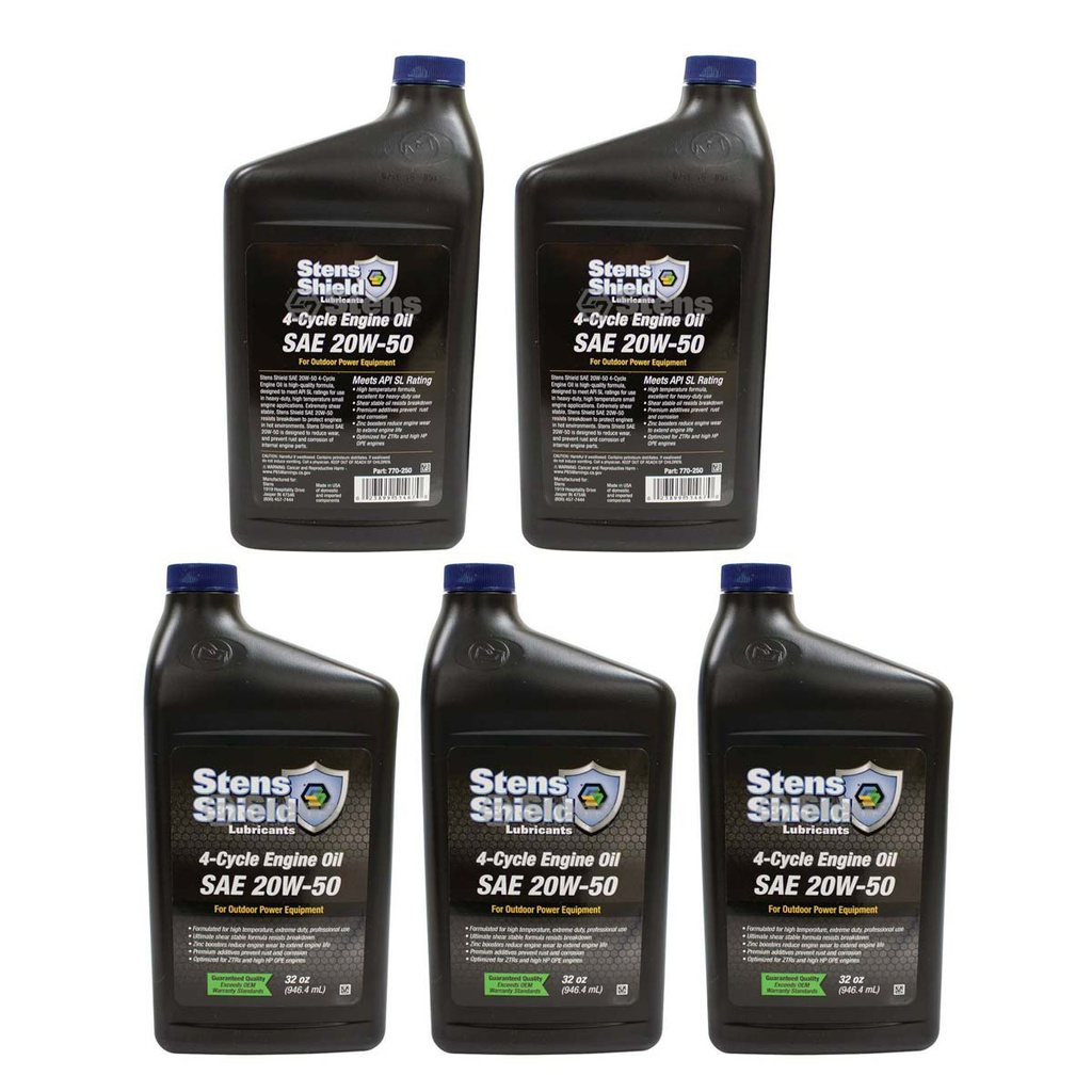 5 PK Stens 770-250 Shield 4-Cycle Engine Oil 785-674 785-678 SAE 20W-50