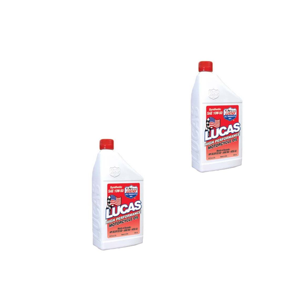 2 Pack of Stens 051-697 Lucas Oil Motorcycle Oil 10716 Synthetic SAE 10W-50