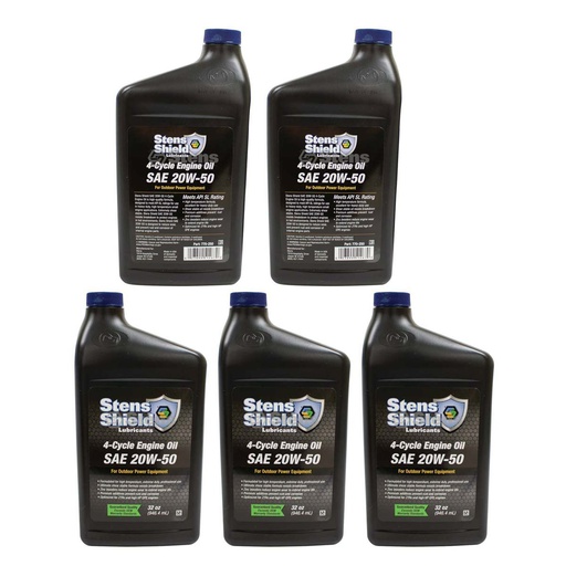[ST-770-250-0.42] 5 PK Stens 770-250 Shield 4-Cycle Engine Oil 785-674 785-678 SAE 20W-50