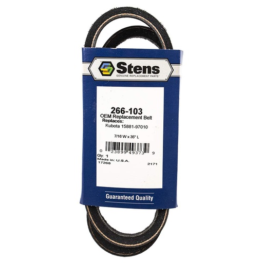 [ST-266-103] Stens 266-103 OEM Replacement Belt Fits Kubota 15881-97010  KB-15881-97010